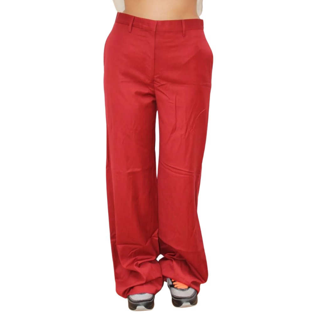 $660 Salvatore Ferragamo Virgin Wool Dress Pants Trouser Red Size 40 It